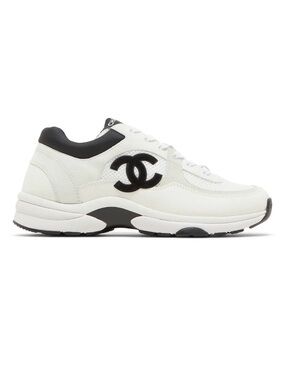 Chanel White & Black Logo Runner Sneakers